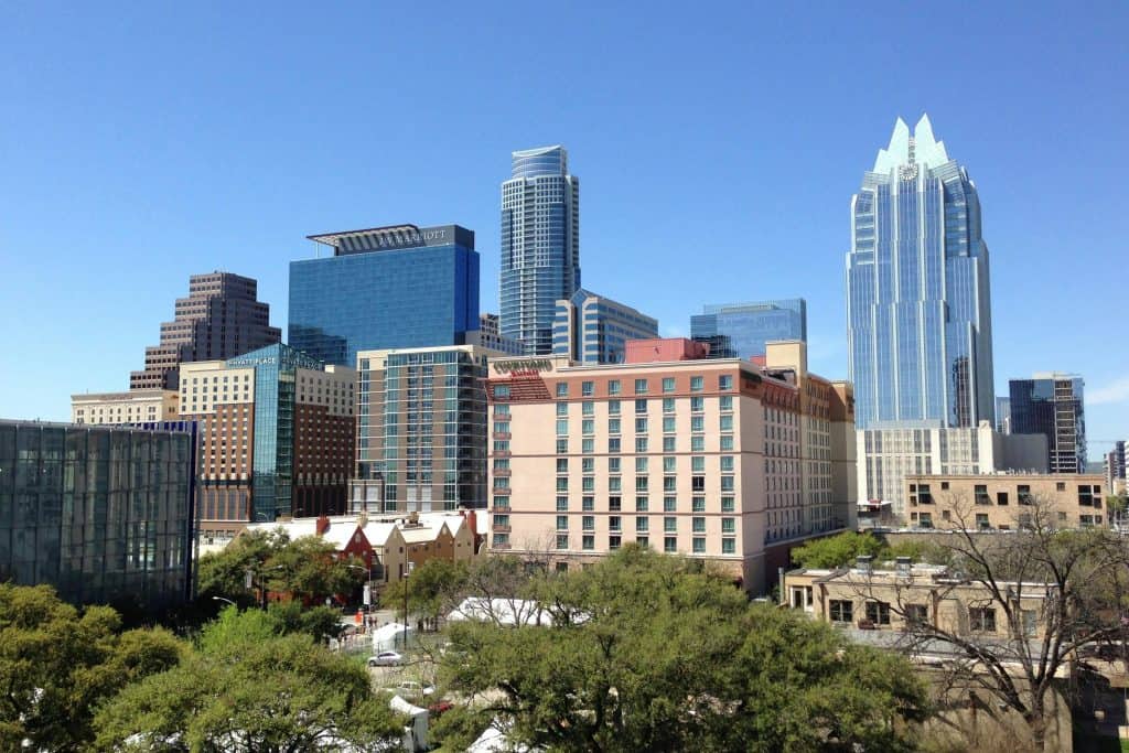Austin skyline representing the home city of Austin FC 11 Best Players.