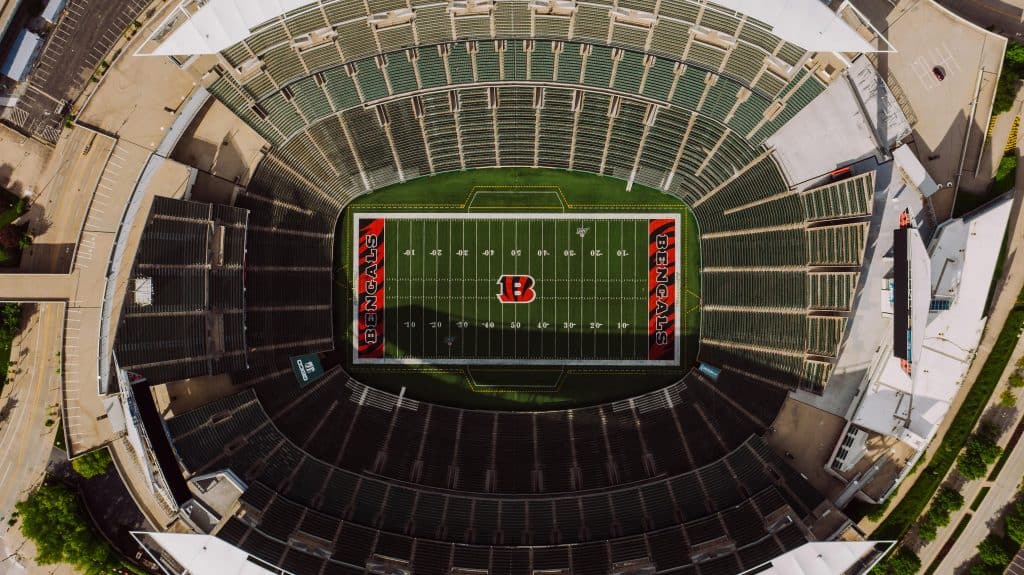 Aerial view of the Cincinnati Bengals stadium, home to the best Bengals players ever who defined the team’s legacy.