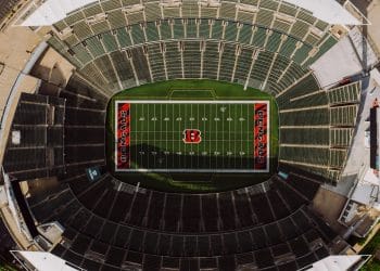 Aerial view of the Cincinnati Bengals stadium, home to the best Bengals players ever who defined the team’s legacy.