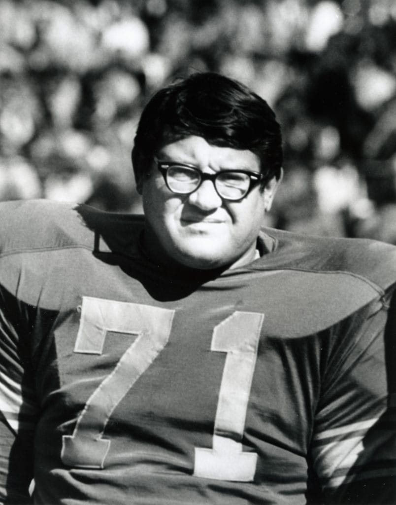 Alex Karras, famous white NFL player, in uniform for the Detroit Lions during his dominant career.