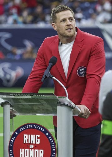 J.J. Watt speaking at the Houston Texans' Ring of Honor ceremony
