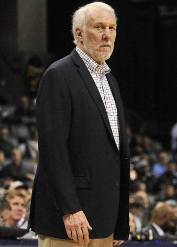 Gregg Popovich, one of the best white basketball coaches of all time, known for his leadership with the San Antonio Spurs dynasty.