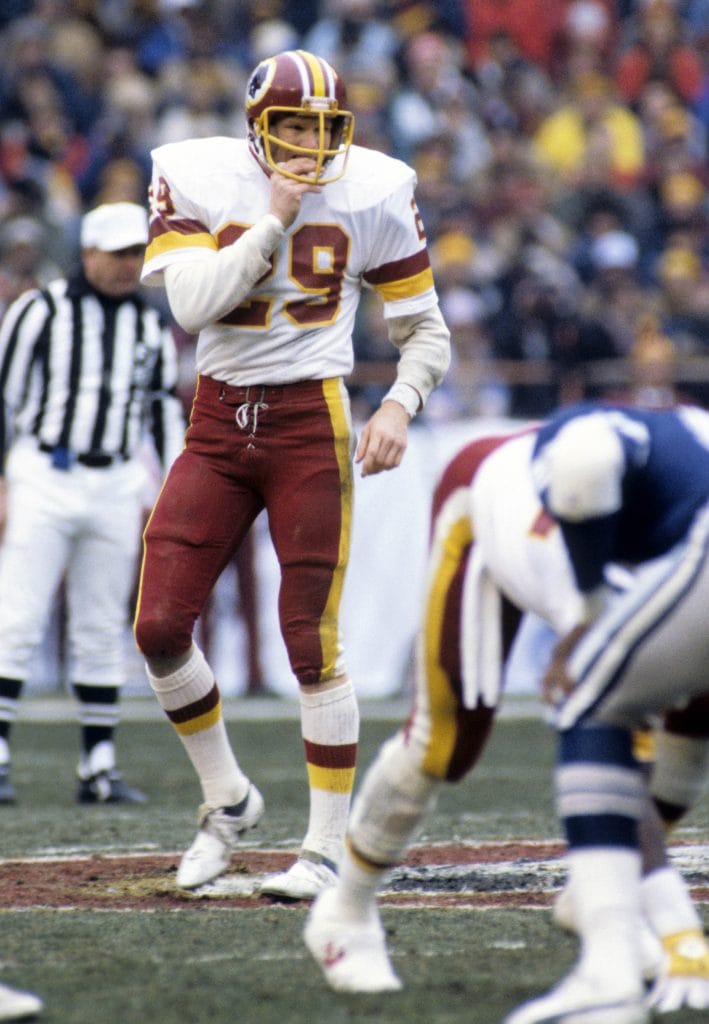 Mark Murphy of the Washington Redskins prepares for action, celebrated as one of the best white free safeties and top white NFL players of all time.