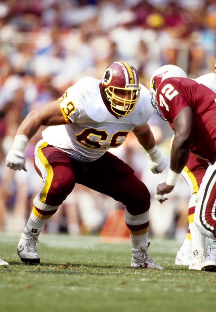 Mark Schlereth, a famous white football player and one of the best white right guards in NFL history, in action for Washington.
