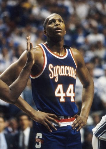 Derrick Coleman, the #1 overall pick by the New Jersey Nets in a Syracuse #44 jersey.