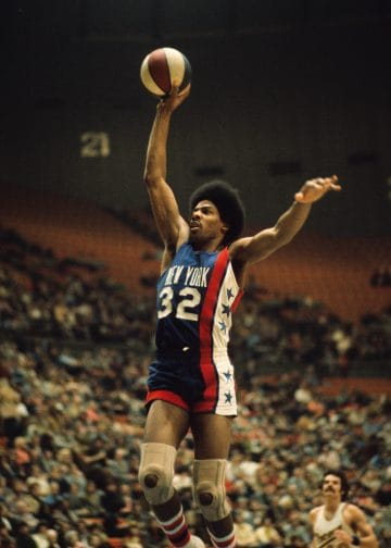 Dr. J in high flying mode with the New York Nets of the ABA
