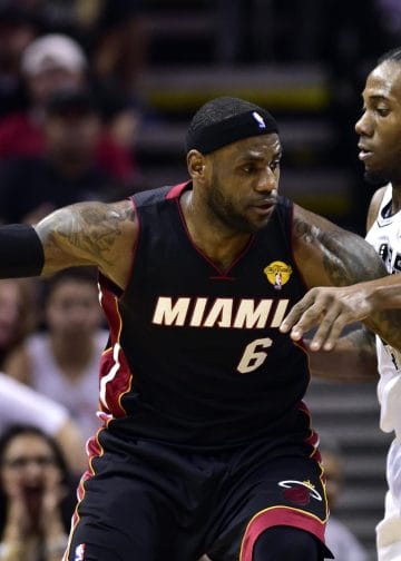 Kawhi Leonard locking up LeBron James in the NBA Finals — iconic moment from a Top 10 NBA Defender.