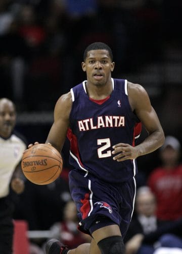 Joe Johnson attacking in transition, a five-time All-Star and one of the best NBA players in Hawks history