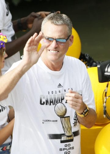 R.C. Buford at the 2014 Spurs championship parade, a quiet legend among the best NBA front office executives ever