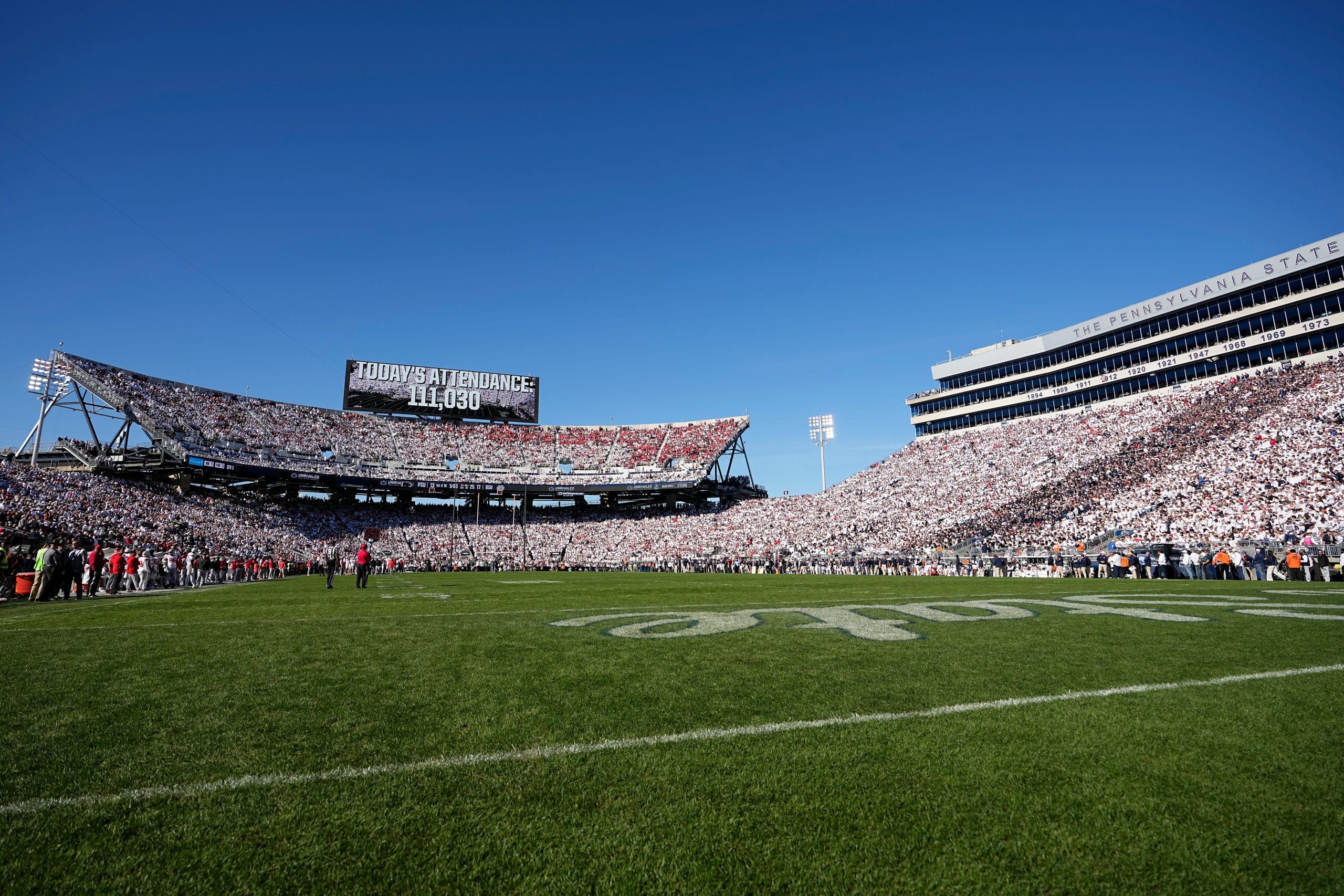 Beaver Stadium during a sold-out Penn State football game with 110,000 fans.
