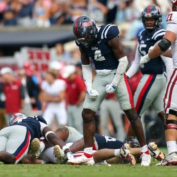 Suntarine Perkins dominates at linebacker during a key game in the Ole Miss Football Schedule 2025.