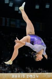 Manila Esposito competing on balance beam at the Female Artistic Gymnastics Olympics in Paris 2024